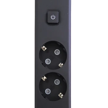 Germany electric extension socket 2way socket+switch black 16A 250V