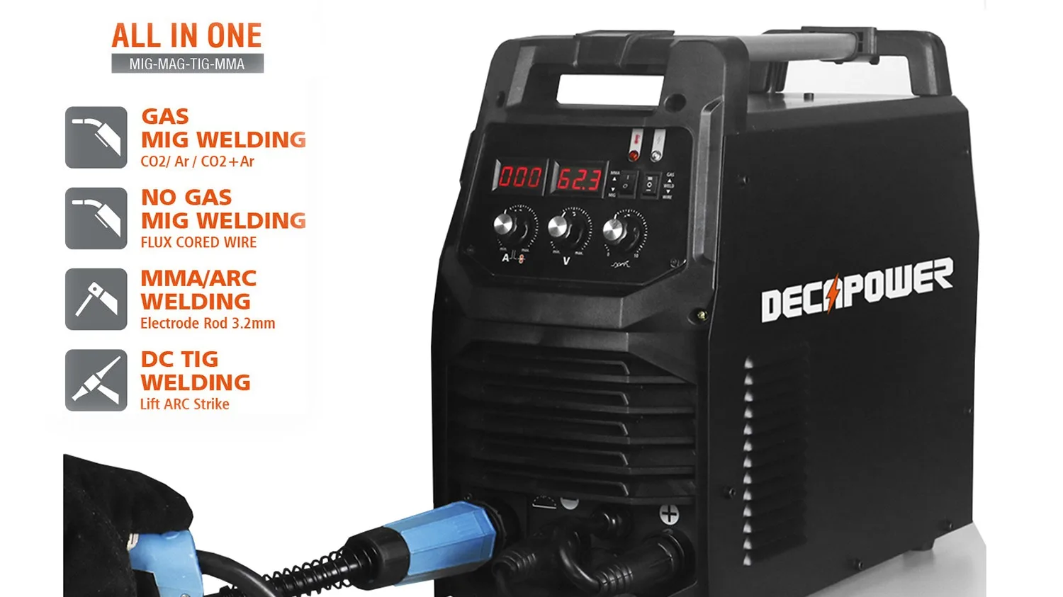 Decapower Inverter Gmaw Welder Neomig 200 Amps Gasless Mig Welding