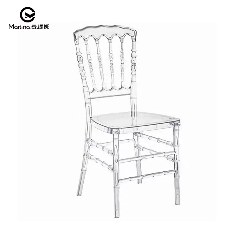 Vente au détail de chaises empilables en PC résine style Napoléon, transparentes, en plastique, chaises Chiavari pour mariage, mobilier d'hôtel, événements en extérieur et banquets