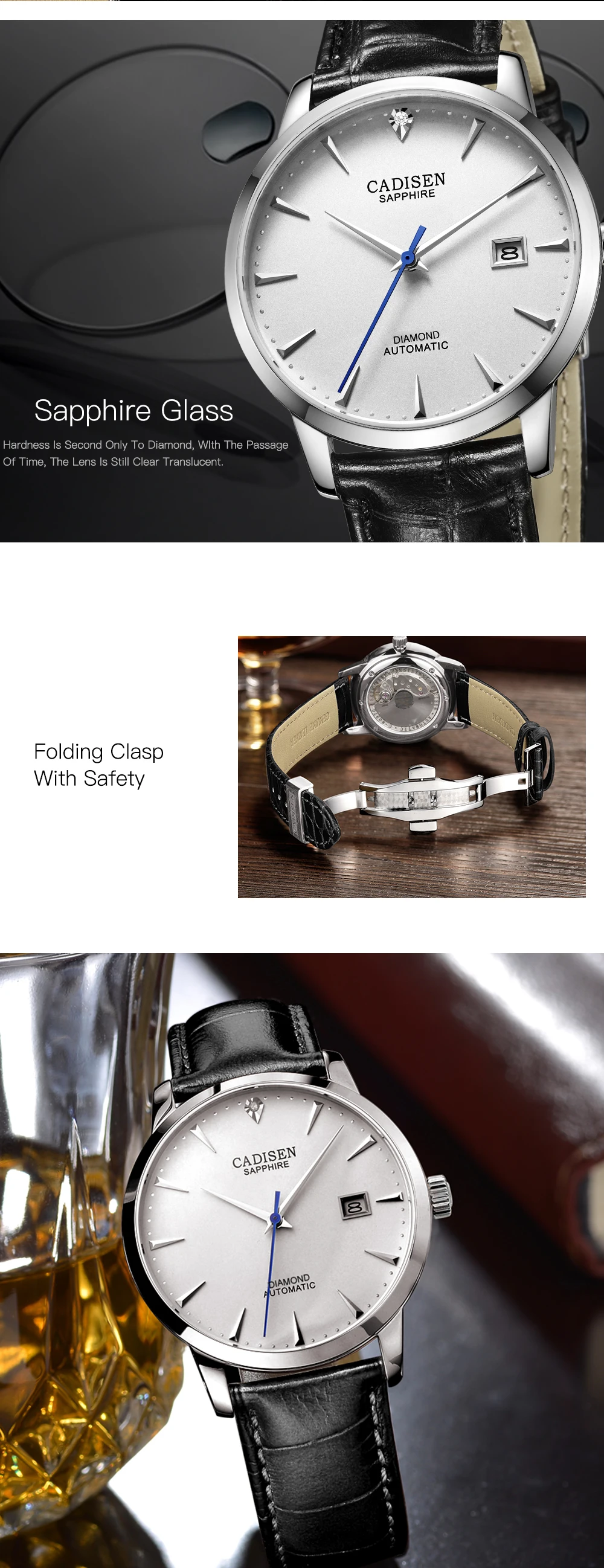 Buy CADISEN Watch Men Automatic Mechanical Stainless Steel Genuine  Waterproof Business Wristwatch Online at desertcartINDIA