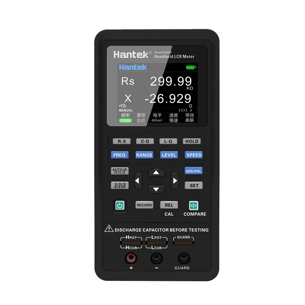 Hantek Digital Handheld LCR Meter 1833C Portable Digital Bridge LCR Inductance Capacitance Resistance Tester 100Khz
