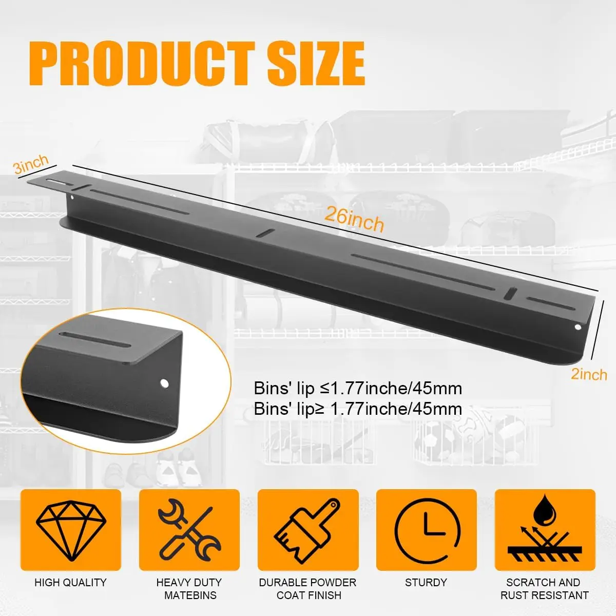 Overhead Ceiling Adjustable Width Orientation Garage Storage Bins Bracket Rack