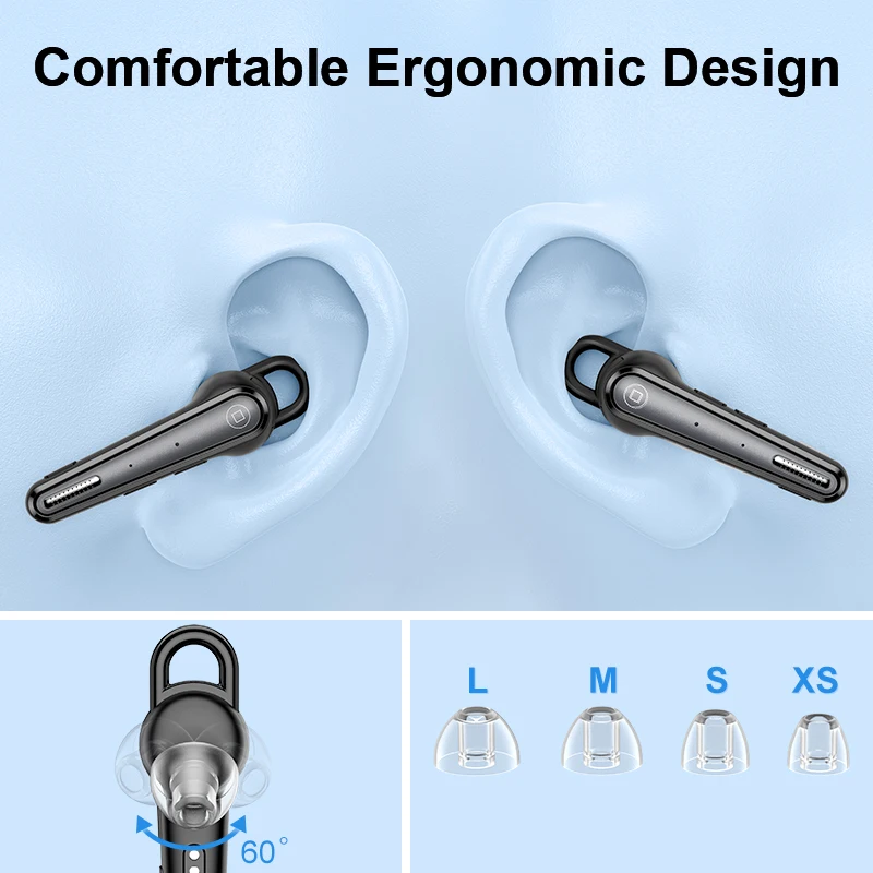 M52 Bluetooth Headset Wireless Bluetooth Earpiece with 500mAh Charging Case 50 Hours Talking Time for IOS Android Cell Phone