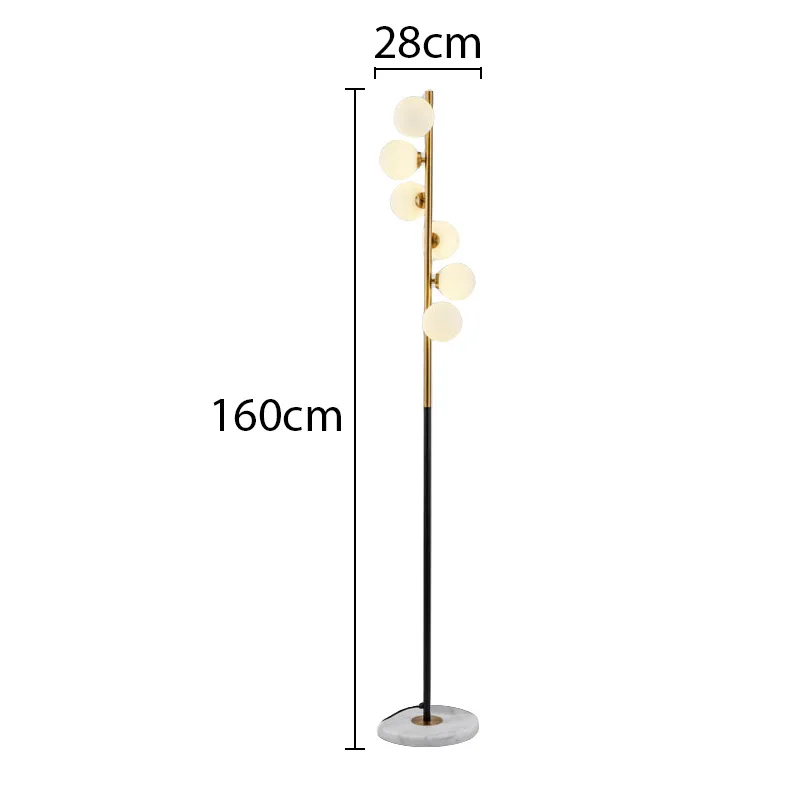 Modern Style Nordic Led Floor Lamp Iron Bedside Night Light White Glass Lampshade Waterproof Hotel Contemporary Design