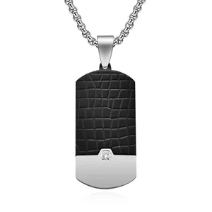 New Design Stainless Steel Black Alligator Skin Design Handmade Men's Jewelry Creative  Wholesale Necklace Pendant