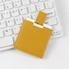 Amarillo cangrejo - espejo 60*60mm funda de cuero 68*65mm