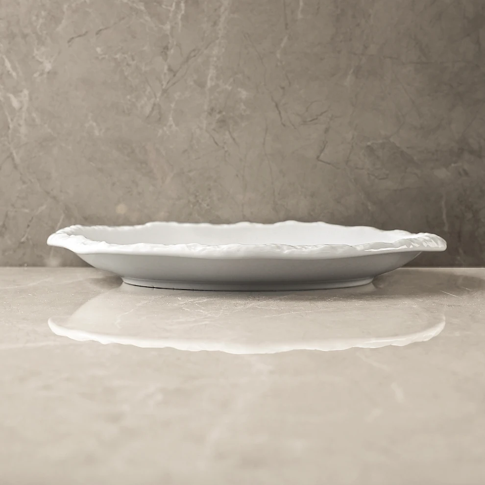 Japanese Style Korean Unique Design Ceramic Louas & Pratos Dish Catered Flat Bol White Fish Rock Stone Plate for Restaurants