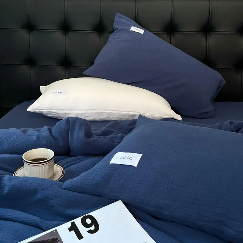 Manufacturer Super Soft Muslin Duvet Cover Set Muslin Bedding Set Fitted Bedsheet Set Muslin Bed