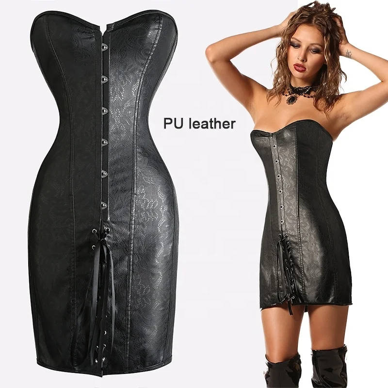 Black Leather Corset Dress