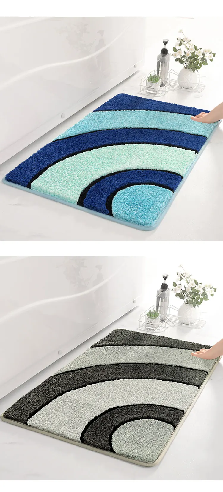 Special Design Soft Shaggy Microfiber Non-slip Bottom Bathroom Mat Thick Microfiber Toilet Bath Mat For Home factory