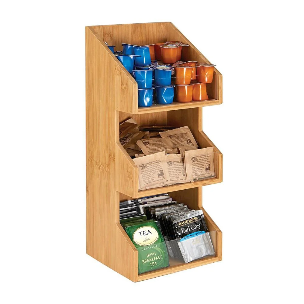 3-tier Bamboo Coffee Bar Condiment And 