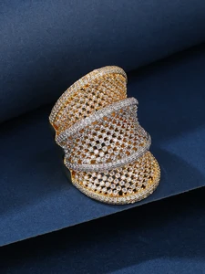 Gold Plated Ring with Genuine Gemstone & Zircon, Classic Design Engagement/Wedding Band, Resizable Women's Jewelry Gift