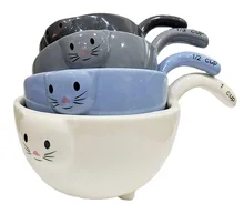 Ceramic Baking Measuring Spoon and Cup Export Hot Sale Water Owl Set Four