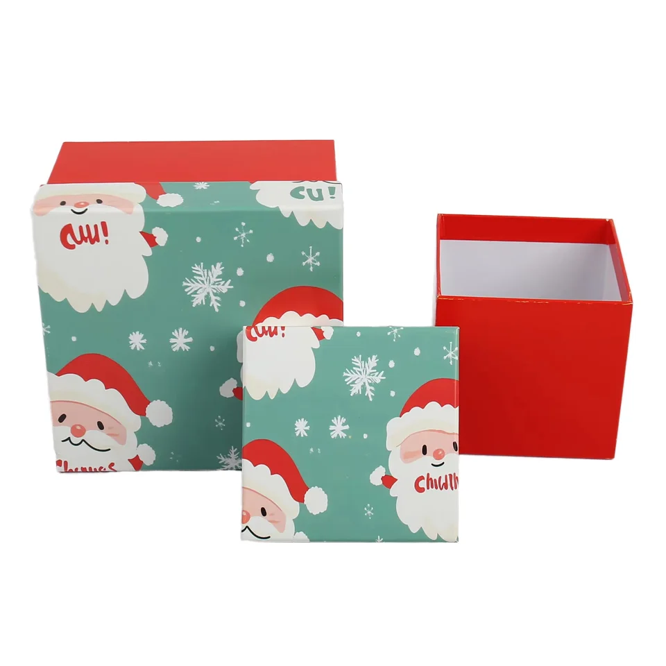 Customizable Classic Christmas Gift Boxes Set Rigid Paperboard Packaging Matt Lamination CMYK Embossing Elegant Base Lid Design