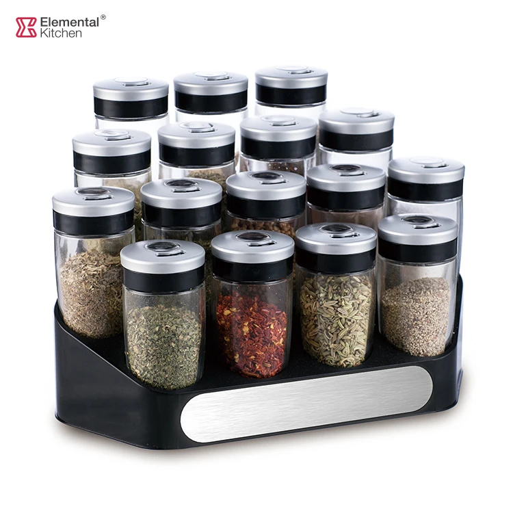 12 Spice Pepper Salt Storag Jars Bottle Herb And Seasoning Condiments ...