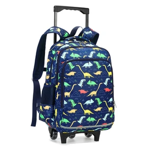 Custom logo Dinosaur Cartoon Bookbag Trolley Children Boys Kids School Backpack Bag