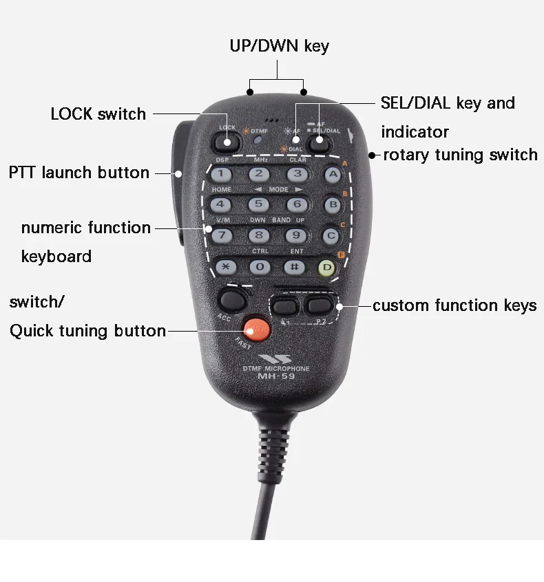 Original Yaesu MH-59A8J Microfono Handheld DTMF Digital Hand Microphone for YAESU FT-857D FT-897D Vehicle Wireless Mobile 