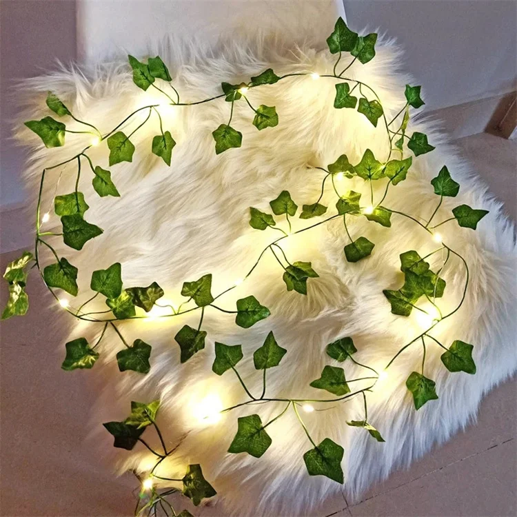 Knstliche Efeu pflanzen wand reben des Modedesigns mit  LED-Kunstseidengrn-Efeu blatt reben lange Auen lichterketten