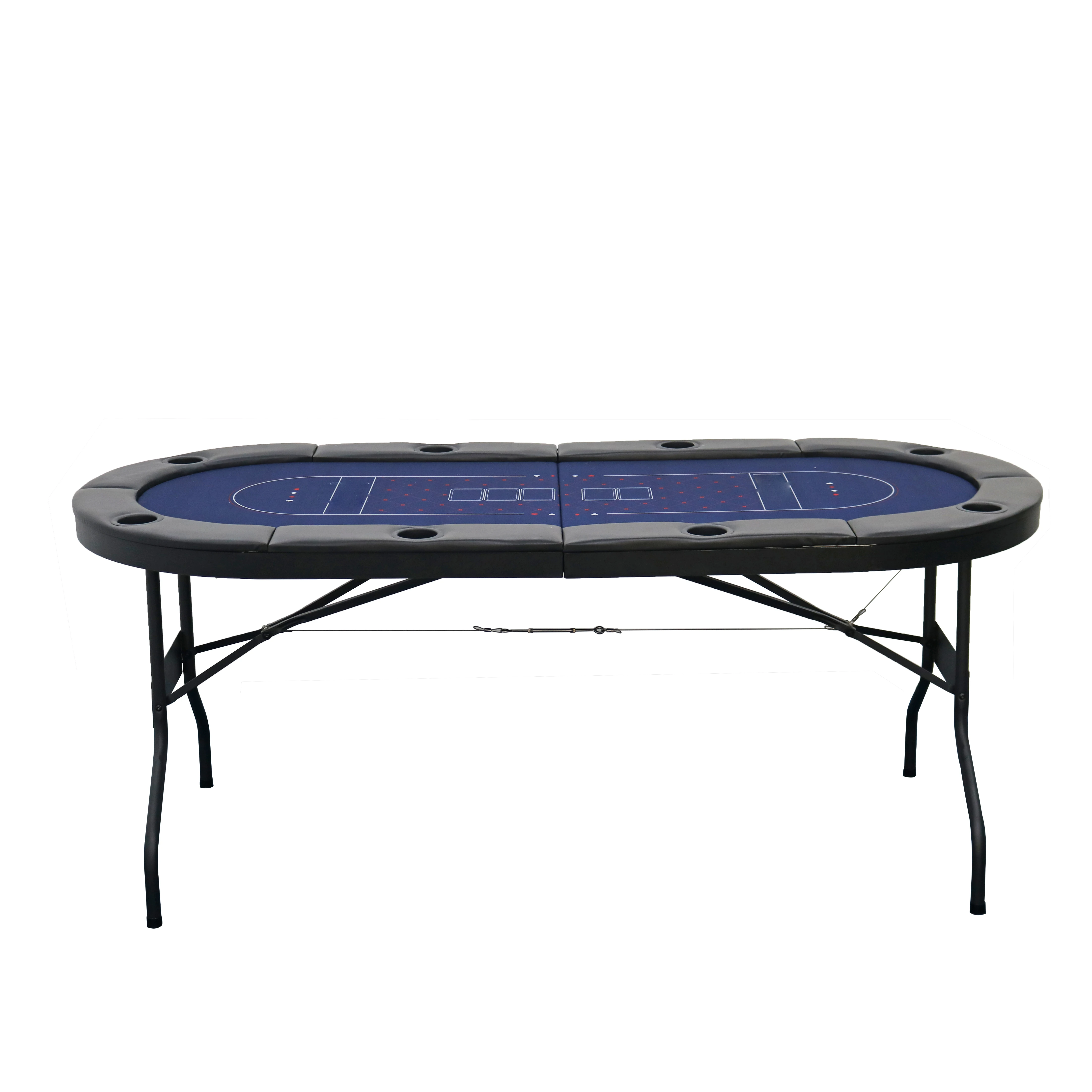 Factory Custom Wholesale 8-Player Oval Folding Texas Poker Table Professional Blackjack Event Dedicated Gambling Mahjong Table
