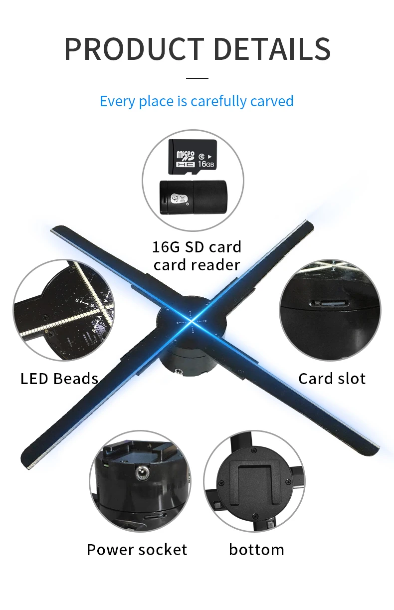 70cm 3D hologram fan LED display - detail image 2