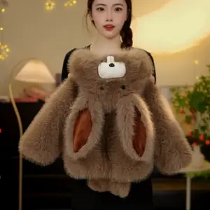 Winter New Sweet Hairy Garment Dyed Cute Buck Teeth Rabbit Short Thickened Bunny Coat