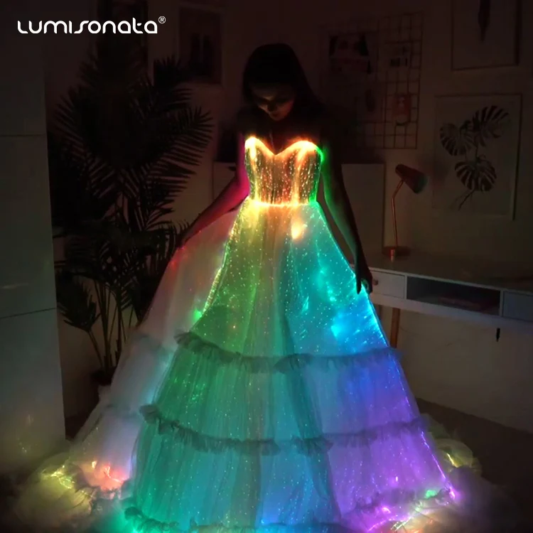 Luminous Fiber Optic Gowns - Led Party Dresses By Lumisonata
