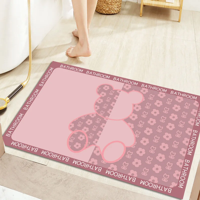 YFL High Quality 100% Polyester Microfiber Soft Absorbent Bathroom Customized Color Anti Slip Pvc Bathroom Mat Floor supplier