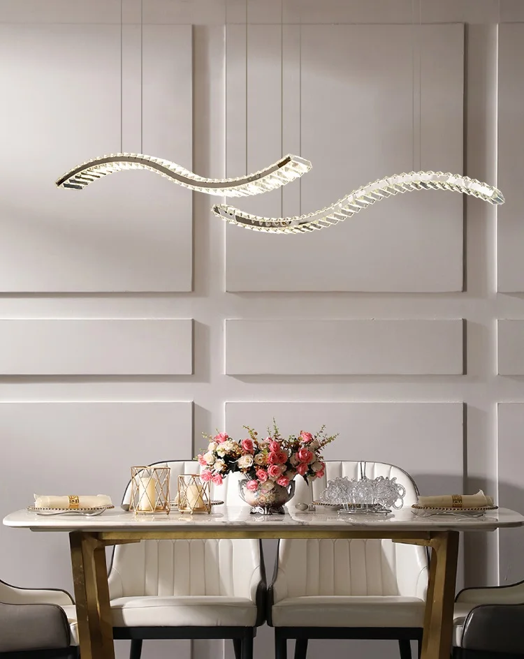 轻奢华水晶餐厅吊灯设计师创意餐厅意大利简约现代发光二极管水晶吊灯
