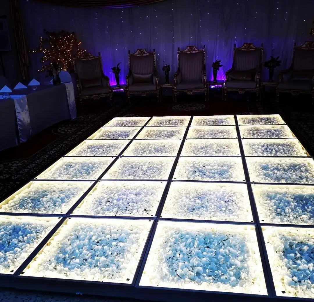 Led Light Glass Dancing Floor With Flower Wedding Supplies Led Floor