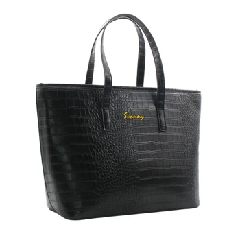 Ladies handbags large women's tote bag crocodile PU leather shoulder tote bags with custom printed logo
