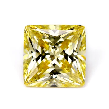 all sizes synthetic gemstones canary yellow cz stone zircon square shape princess cut fancy stone yellow cz
