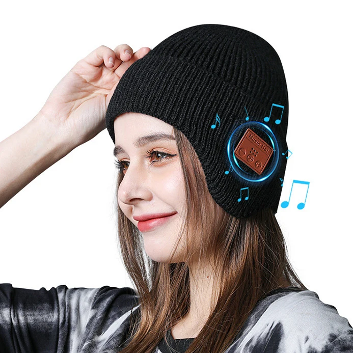 AT New Music Hat European and American Style Autumn and Winter Warm Wireless Voice Call Bluetooth Headset Ear Caps