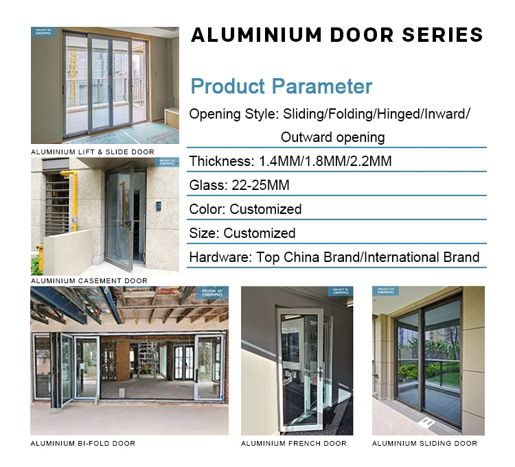 Sliding Glass Door Custom Apartment Public Building Commercial Aluminium Frame Sliding Doors with Double Glazed Tempered Glass factory