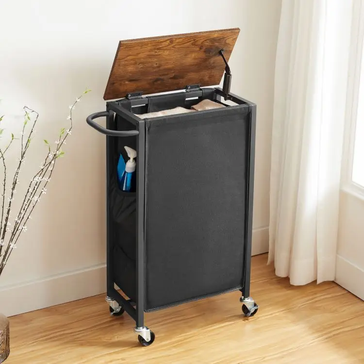 Wholesale Industrial Style Laundry Hamper With Wheels Rustic Rolling