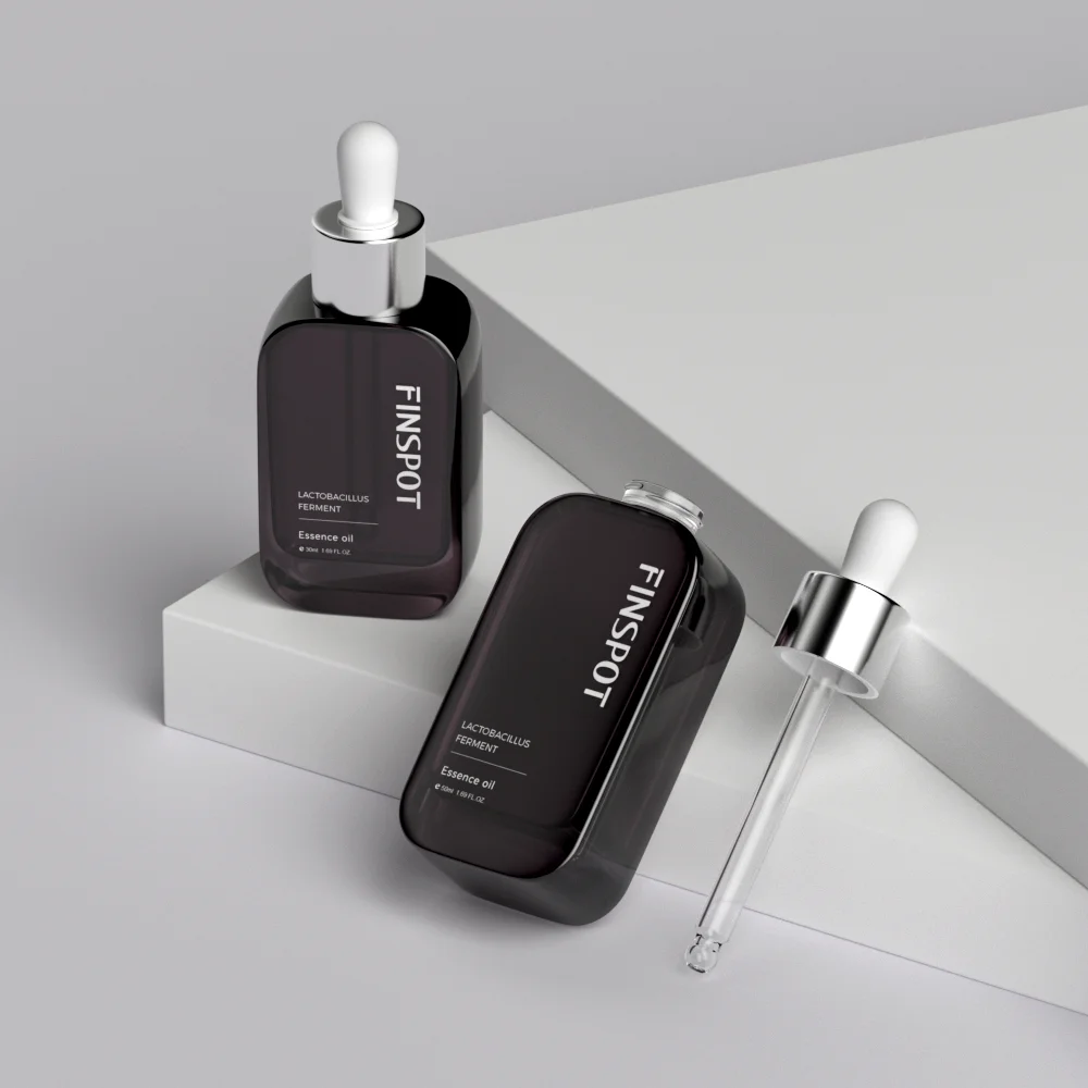 China Wholesale 30ml 50ml Glass Serum Dropper Bottle Flat Shoulder Cosmetic Skincare Bottle
