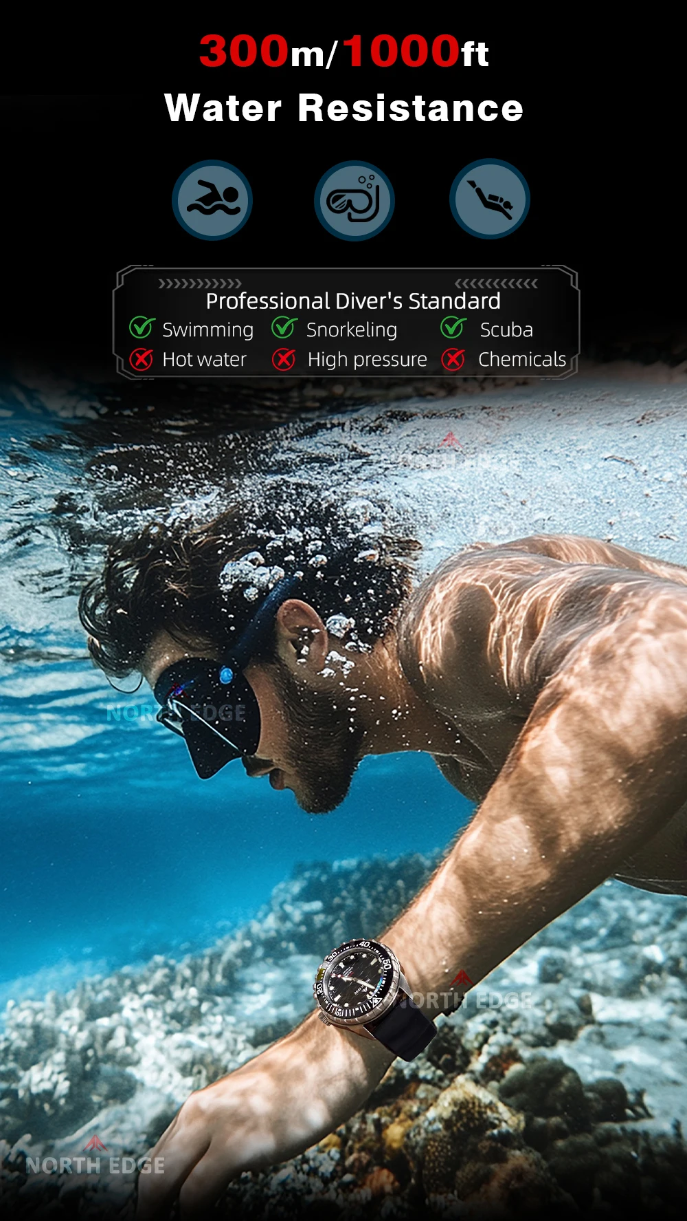 If you are searching for a supplier of a product with perfect quality control and highly competitive prices, which gives you an advantage in expanding your local market, then contact us now!  Competitive suppliers of  North Edge TRITON 300M Waterproof Dive Swimming Watch Solar-Powered Watch Rotatable Digital Bezel Men Outdoor Sport Watch 2026