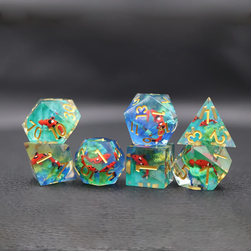 Conjunto de Dados de RPG/DND Leves e Personalizados em Resina Coloridos para Jogos de Tabuleiro de Alta Qualidade