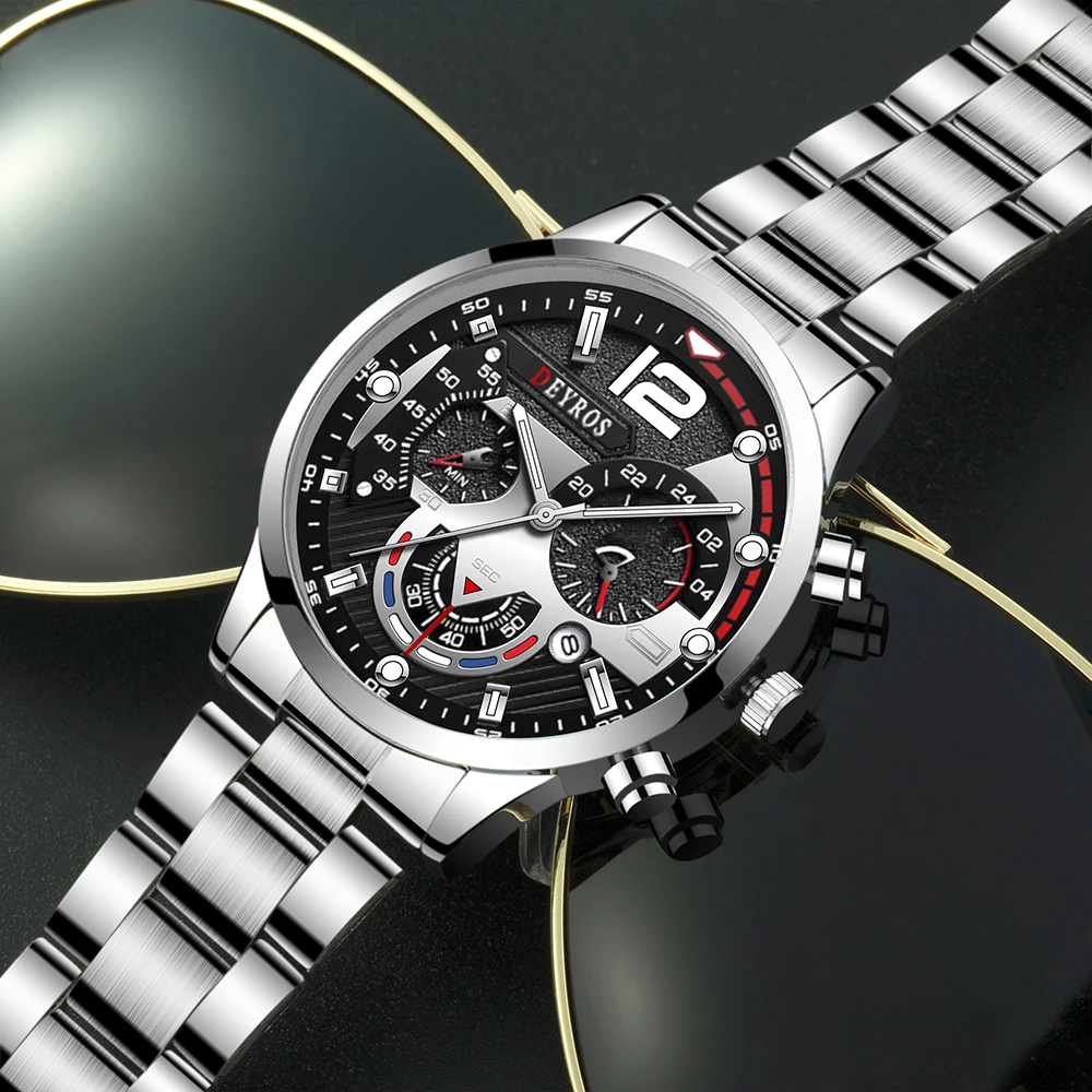 Montre Deyros Dorée Inoxydable Pour Homme - Bracelet Quartz Avec Date | Cadeau Idéal