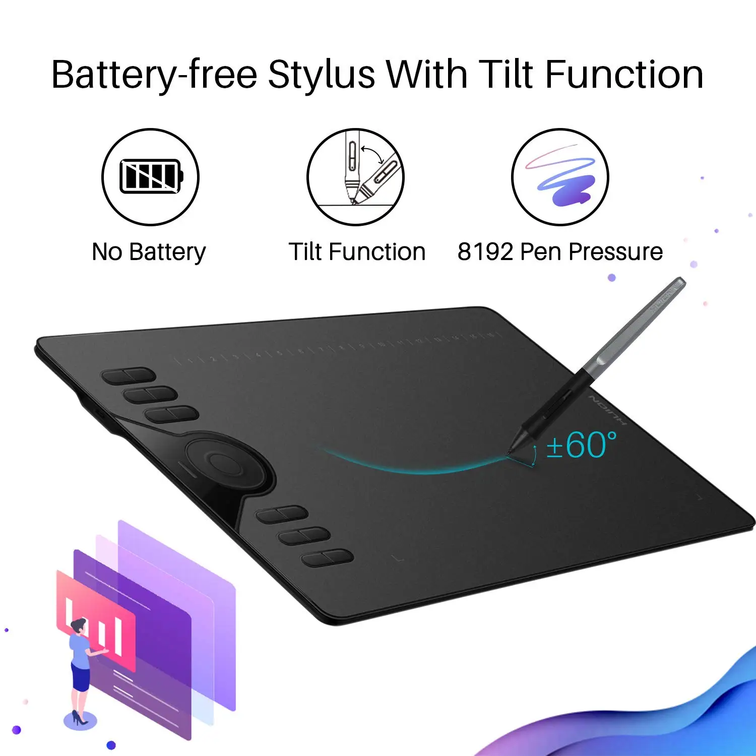 Other Computer Accessories Huion HS610 Digital Pen Drawing Graphic Tablet Tablette Graphique with Express Keys