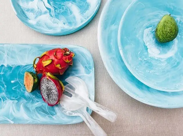 Resin Handmade Serving Tray With Unique Swirl Pattern and Marble Effect Modern Luxury Tray Used in Home and Hotel Decoration