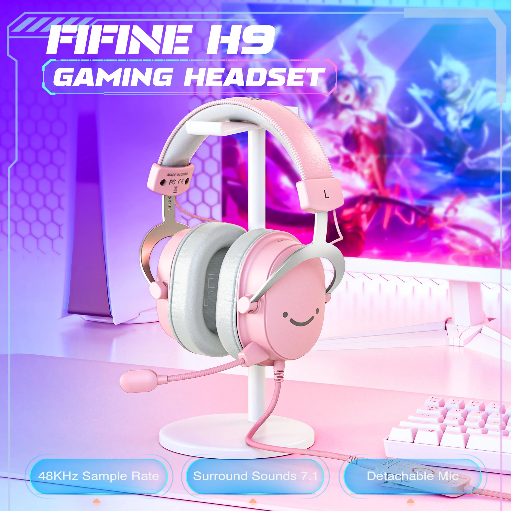 Fifine PC Gaming Headset, 3.5mm Jack Over-Ear Headphones With Passive Noise Canceling