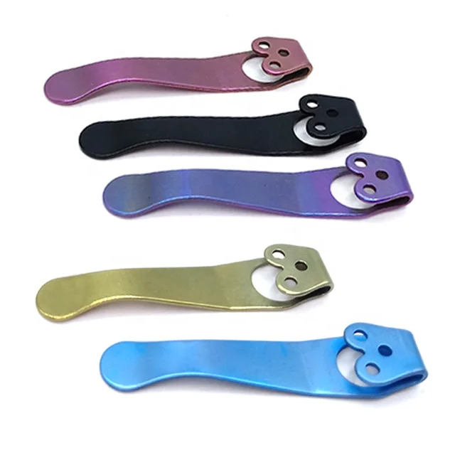 Customized Shape Deep Carry Replacement TC4 Titanium Pocket Clips For Knife And Multi Tool