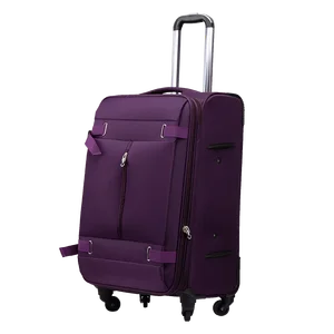 Direct Sale Solid Durable Purple Modern Trolley Nylon Voyager Zipper Luggage With Luggage Lock for Going on a Trip