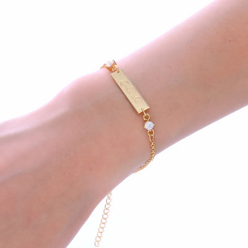 Crystal Custom Name Bracelet - Gold