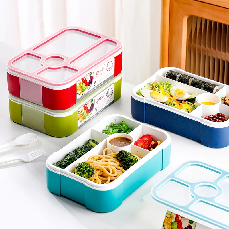 Amazon Custom Insulated Boxes Thermal Compartment Lunch Box Hotsale Leakproof Stackable Plastic Food Packing Rectangle Shantou