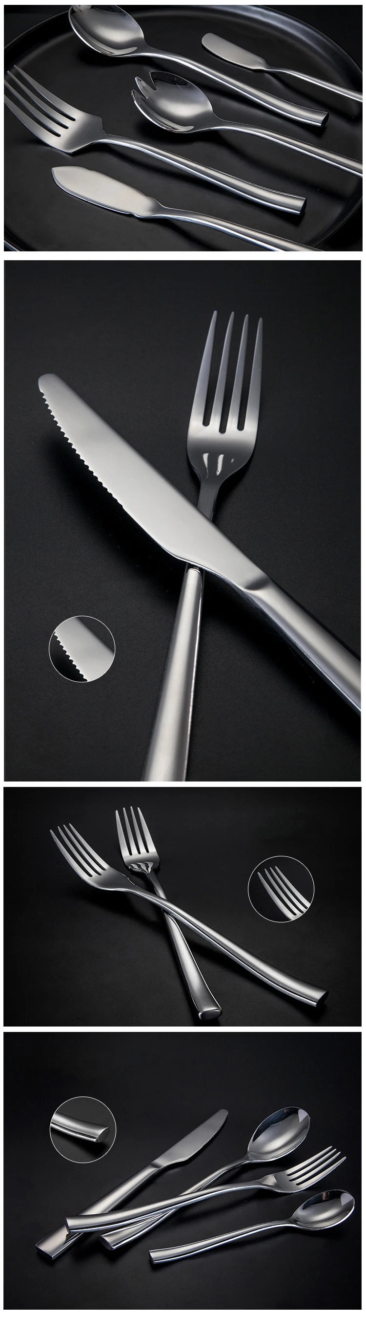 hot sale 430SS silver high polished knife spoon and fork set stainless steel silverware flatware cutlery for restaurant wedding