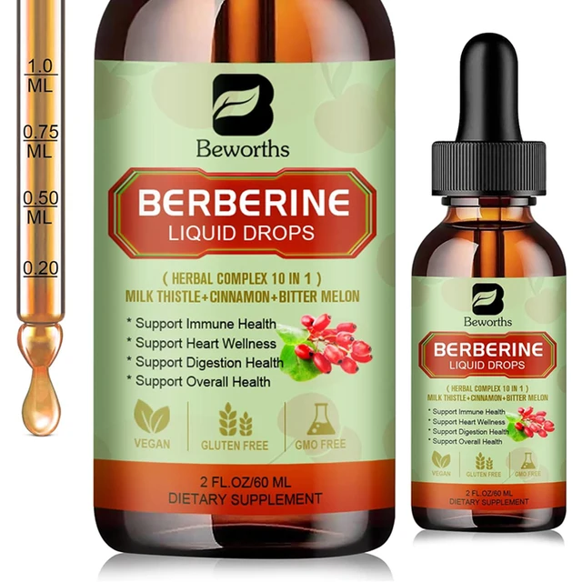 Beworths Berberine HCL Supplement Organic Berberine Liquid Drop for Immune Digestion System