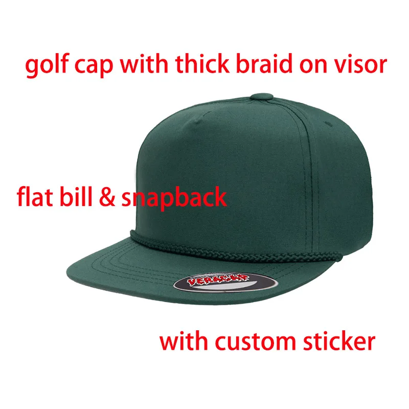 6002 Custom Blank Mens High Crown Veracap 5 Panel Flat Bill Sport Golf