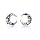 SE104-774 Halo 925 Sterling Silver New Arrival Fashion Korean gold moon Multicolor stone earring Stud