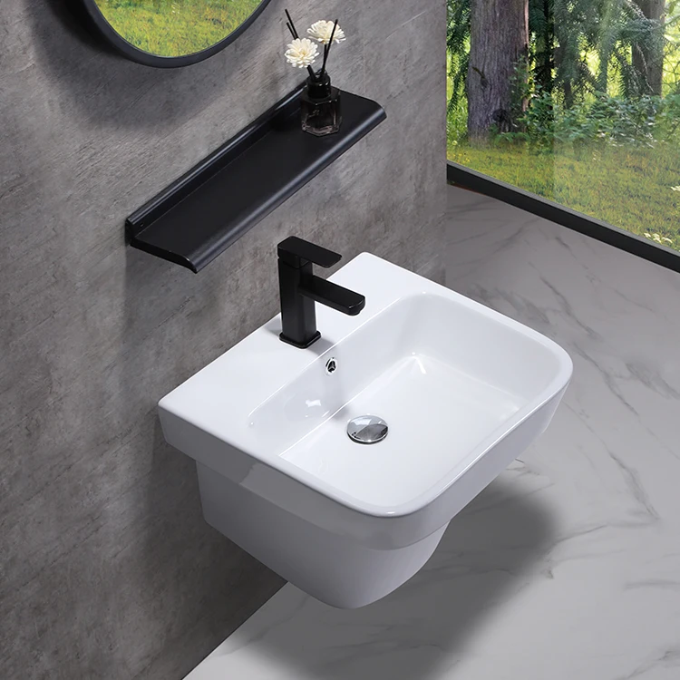 Rectangular china home white sanitary ware ceramic wall hung face basin wall mounted wash hand basin bathroom sink